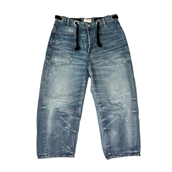 Like New We The Free - Free People - Moxie Pull On Barrel Jeans in Timeless Blue - Picture 4 of 9